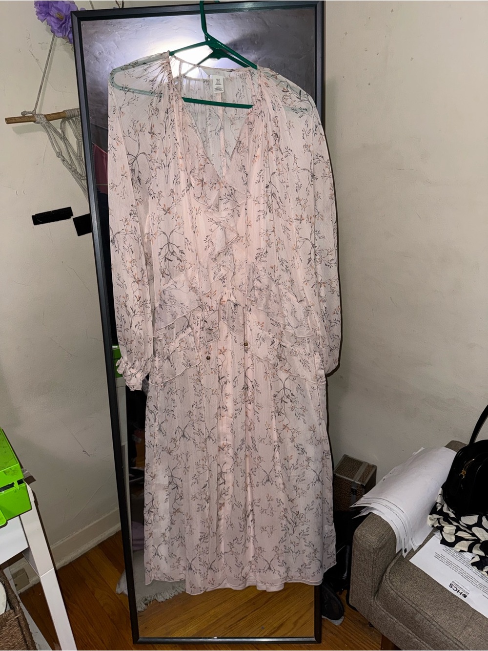 H&M Pale Pink Floral Sheer Blouse